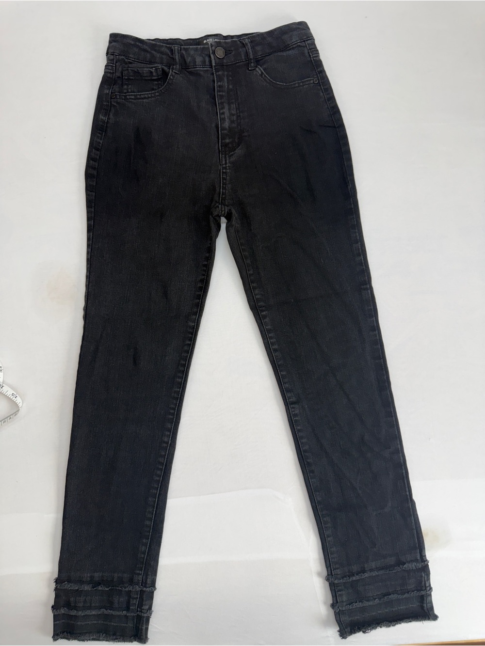 Bikercore Gothcore Black Label Frayed Hem Skinny Jeans